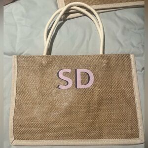 Tan and Cream Women's Tote Bag